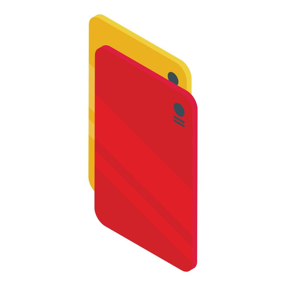 árbitro amarillo rojo tarjetas icono isométrica vector. fútbol tarjeta vector