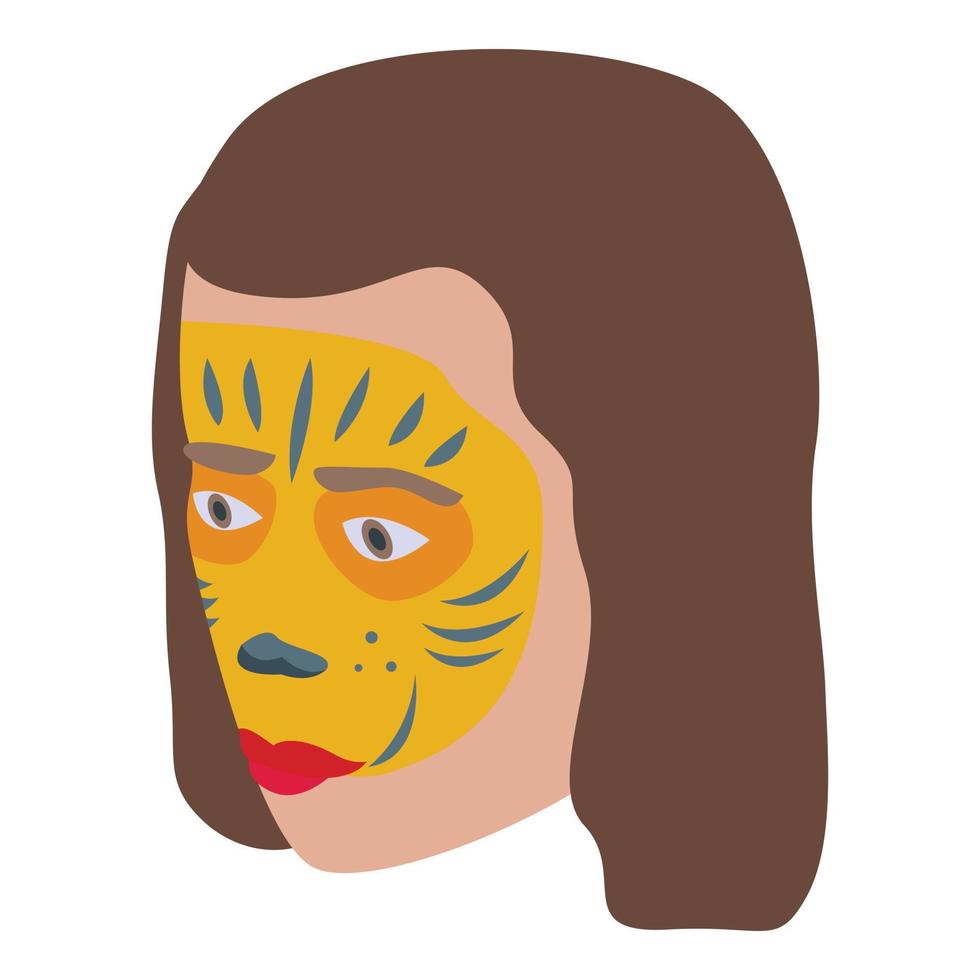 Tiger face painting icon isometric vector. Kid paint vector