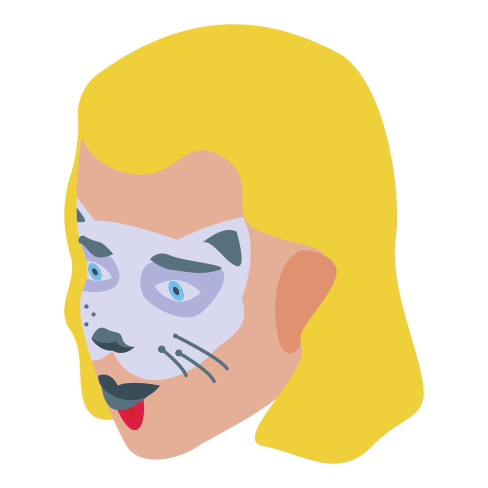 Cat face paint icon isometric vector. Animal party vector