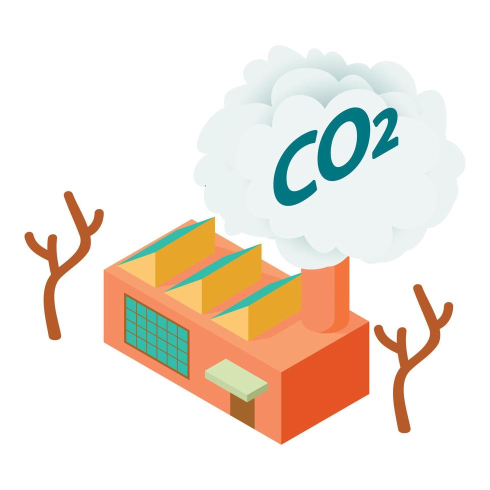 Industrial pollution icon isometric vector. Factory with carbon dioxide cloud vector