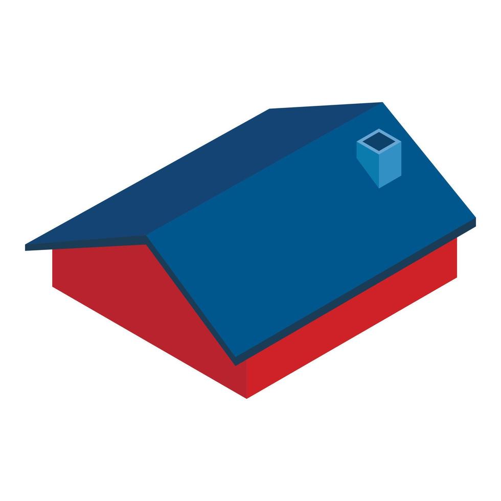 Blue roof icon isometric vector. New roof of residential building with chimney vector