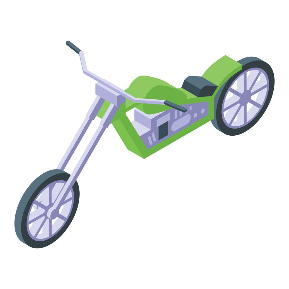 Green chopper icon isometric vector. Biking engine vector