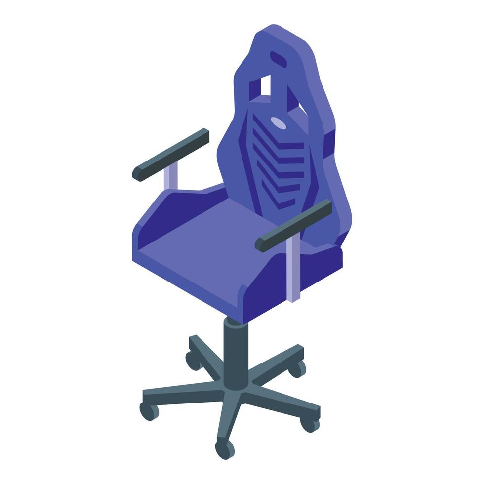 azul silla icono isométrica vector. juego mueble vector