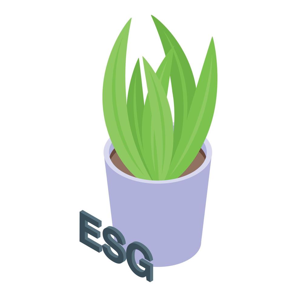 esg planta maceta icono isométrica vector. social empresa vector