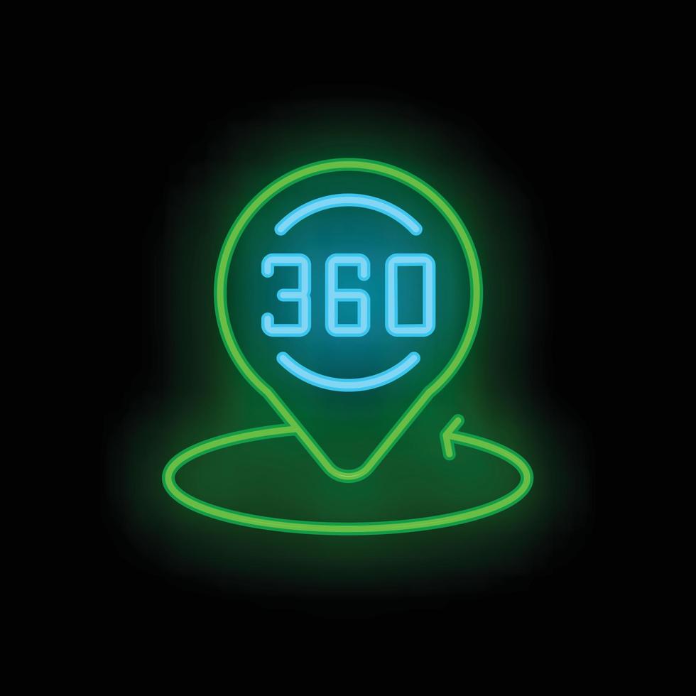 360 vr icon neon vector