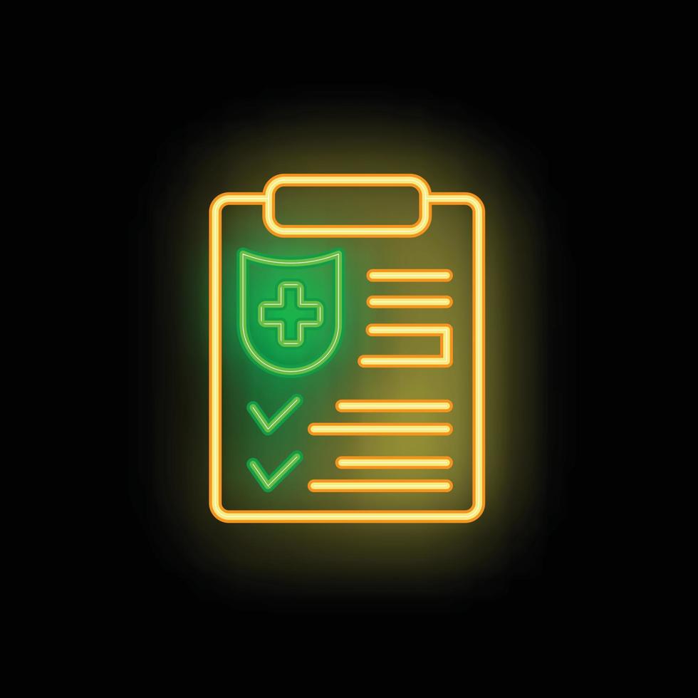 Medical card icon neon vector