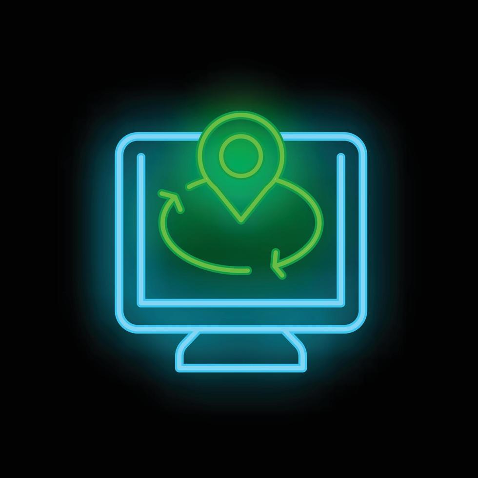 Virtual travel location icon neon vector