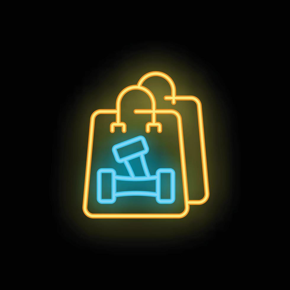 Sport item bag icon neon vector