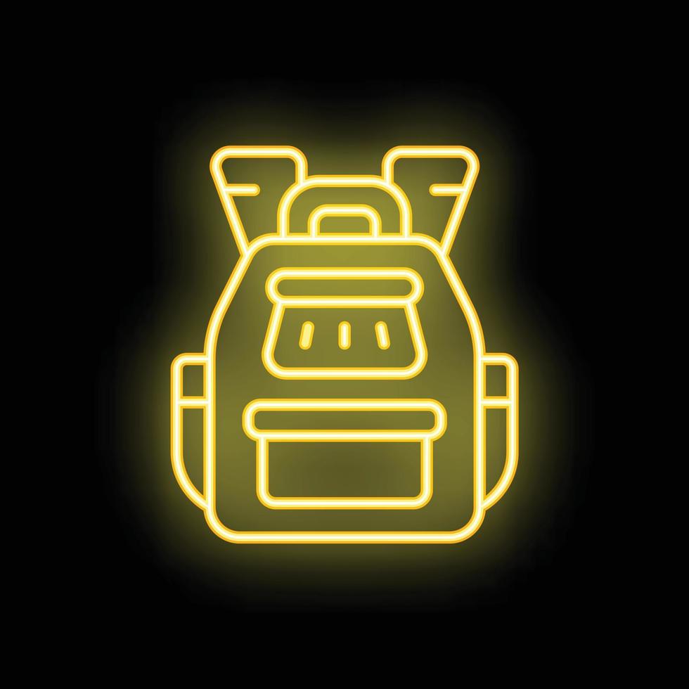 Biker backpack icon neon vector