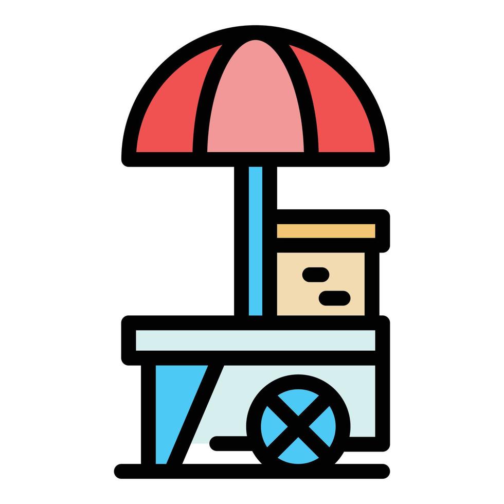 Popcorn cart icon vector flat