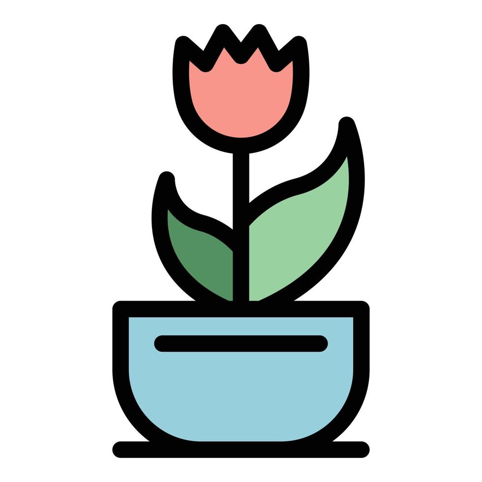 tulipán maceta icono vector plano