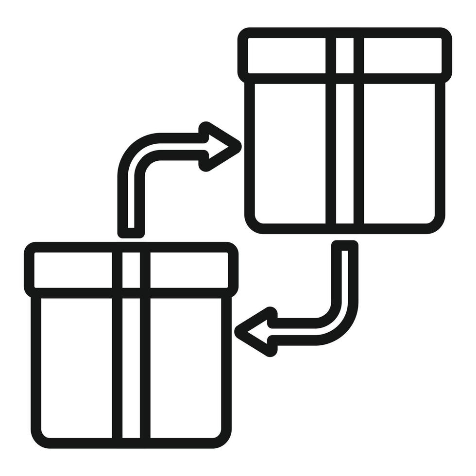 Parcel exchange icon outline vector. Box return vector