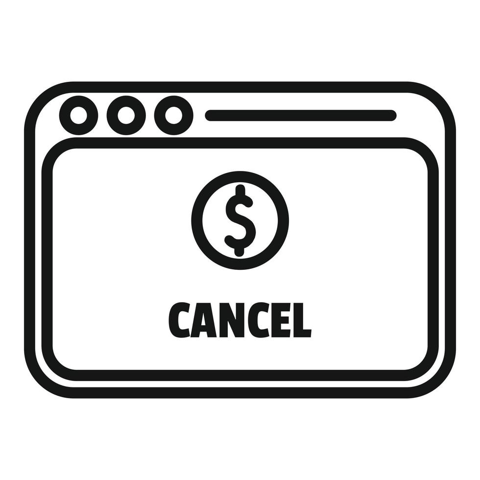 Cancel payment icon outline vector. Card error vector