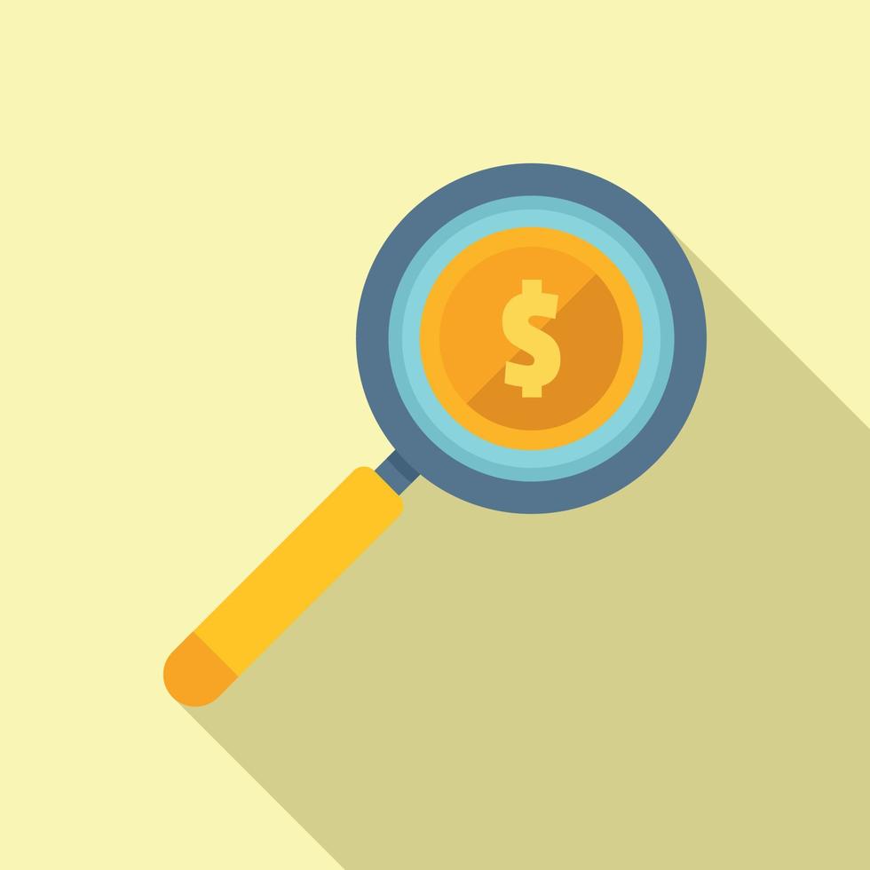 Search money icon flat vector. Invest success vector