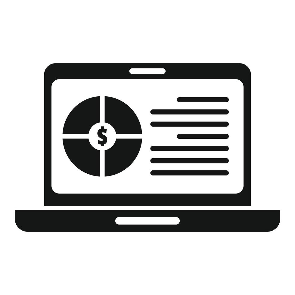 Laptop result money icon simple vector. Financial growth vector