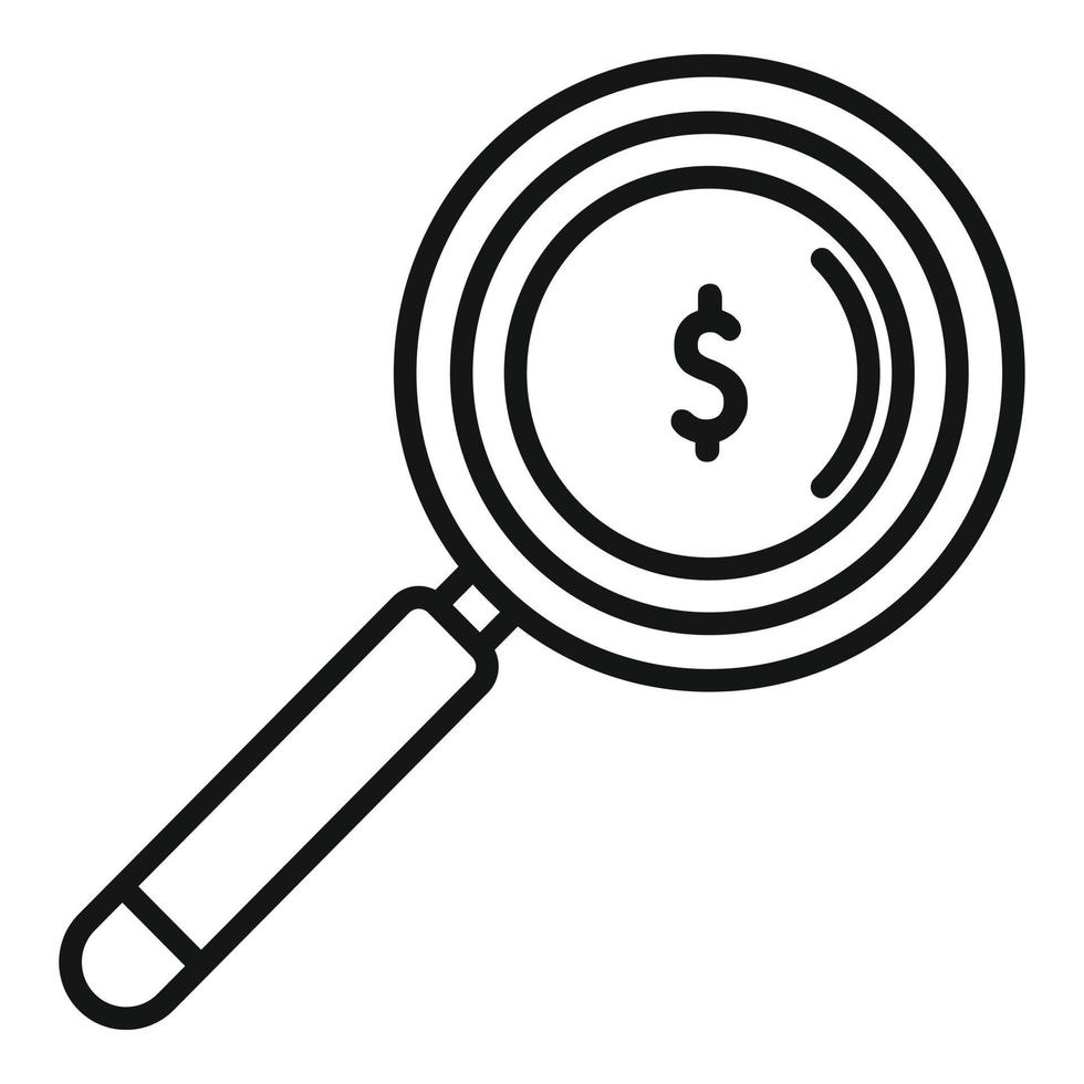 Search money icon outline vector. Invest success vector