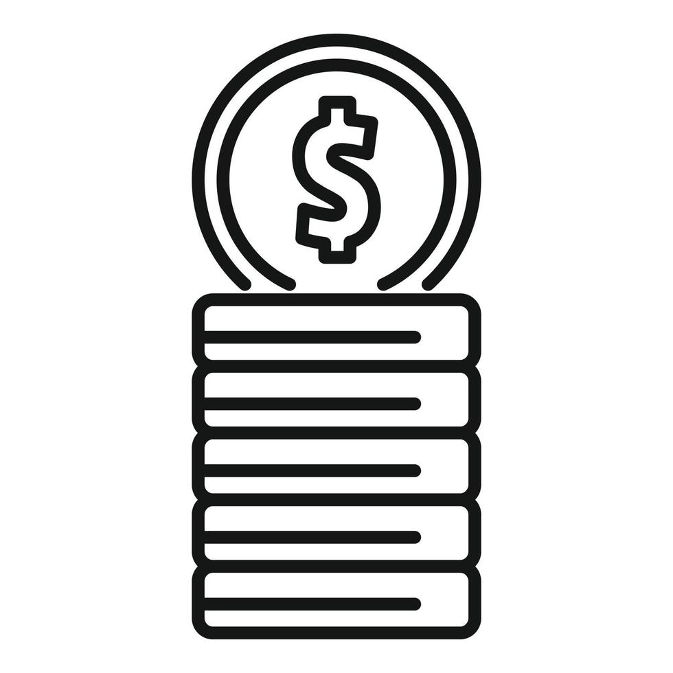 Invest coin stack icon outline vector. Income bank vector