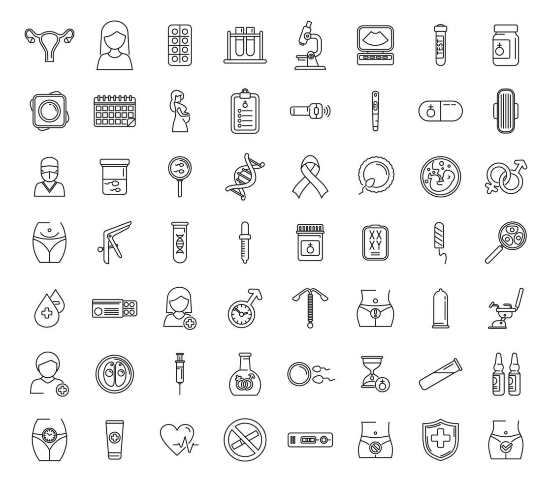 Reproductive health icons set outline vector. Menopause health vector