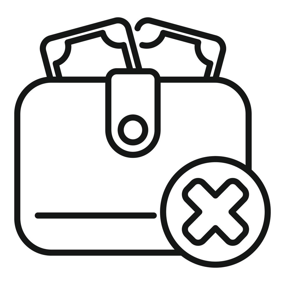Failed wallet icon outline vector. Error card vector