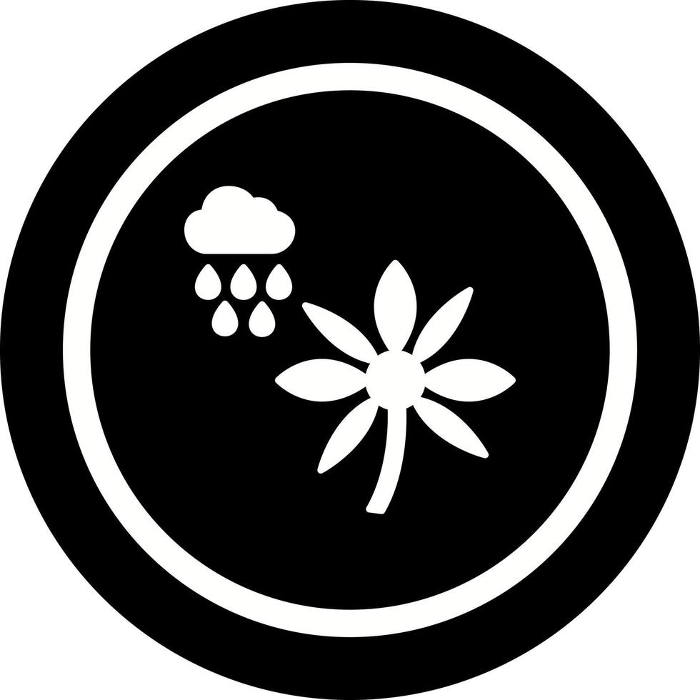 flor con icono de vector de lluvia