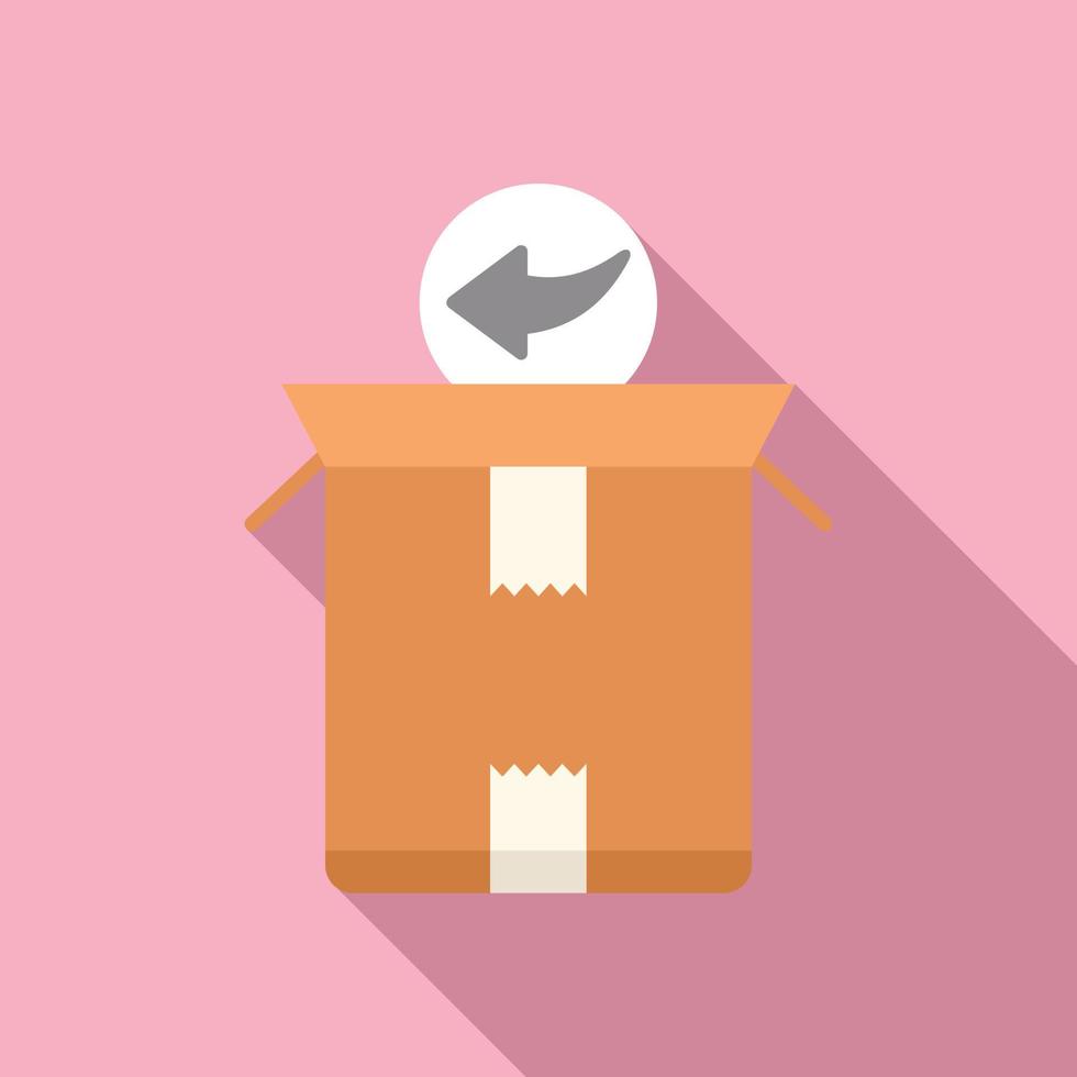 Return stock box icon flat vector. Parcel delivery vector
