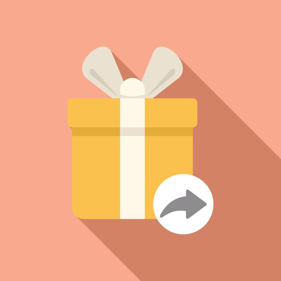 Return gift box icon flat vector. Product delivery vector