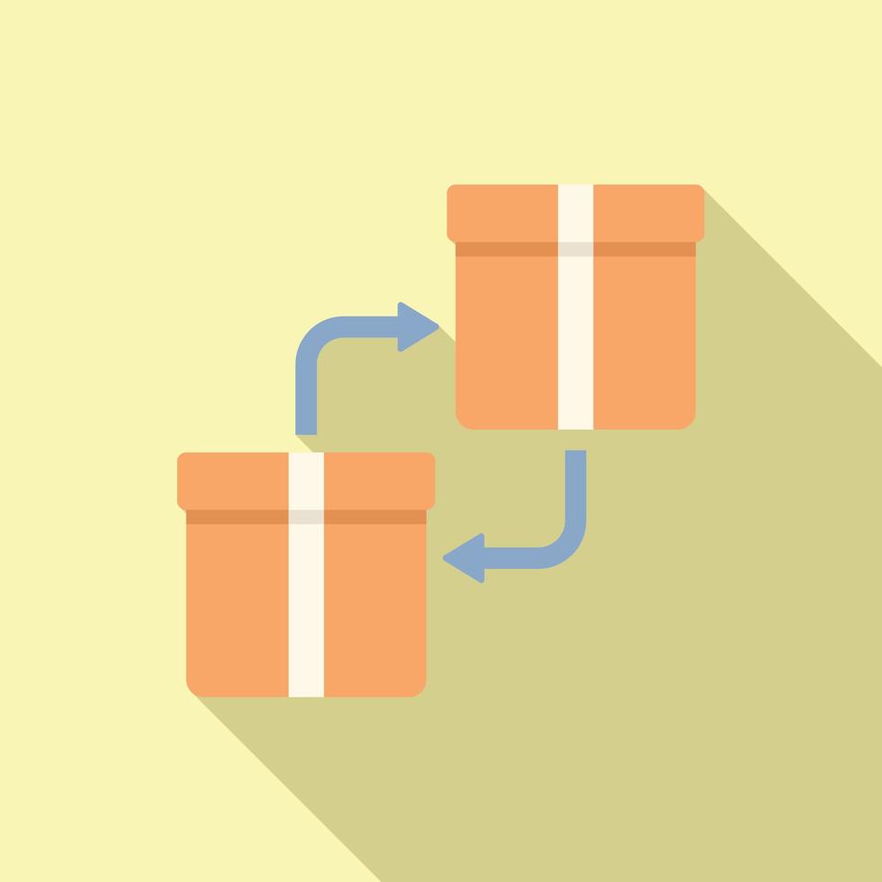 Parcel exchange icon flat vector. Box return vector