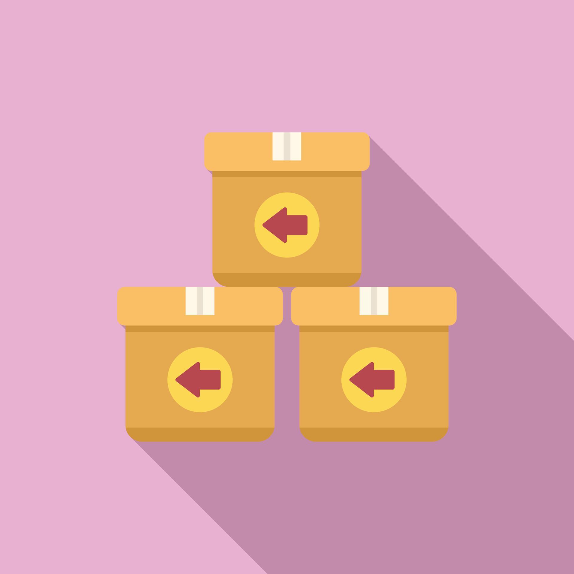 Return parcel stack icon flat vector. Box product 21411045 Vector Art