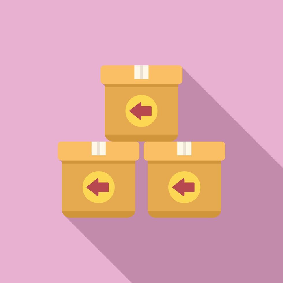 Return parcel stack icon flat vector. Box product vector