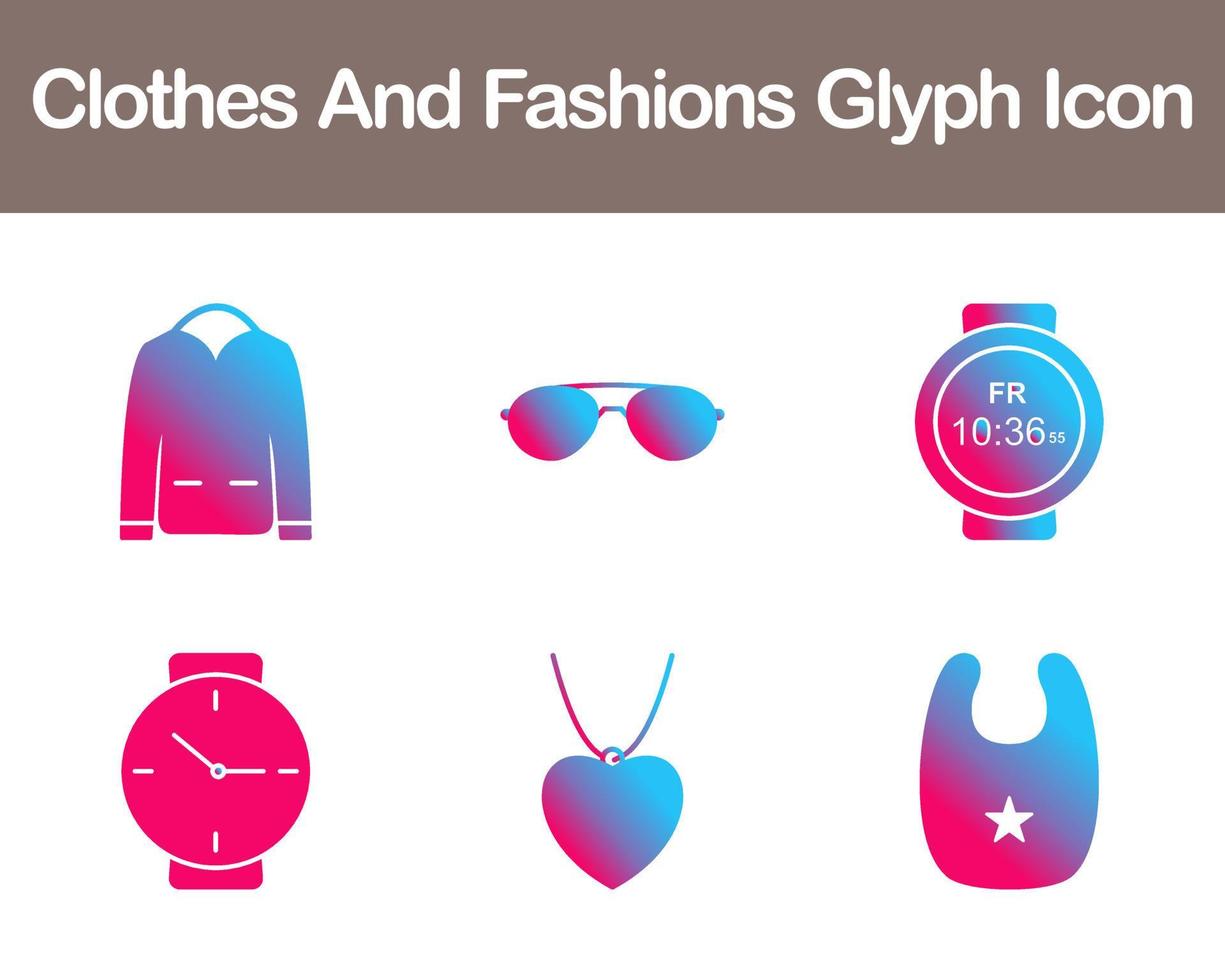 Clothes And Fashions Vector Icon Set