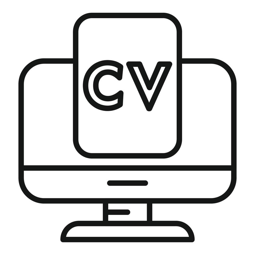 Cv monitor icon outline vector. Human work vector