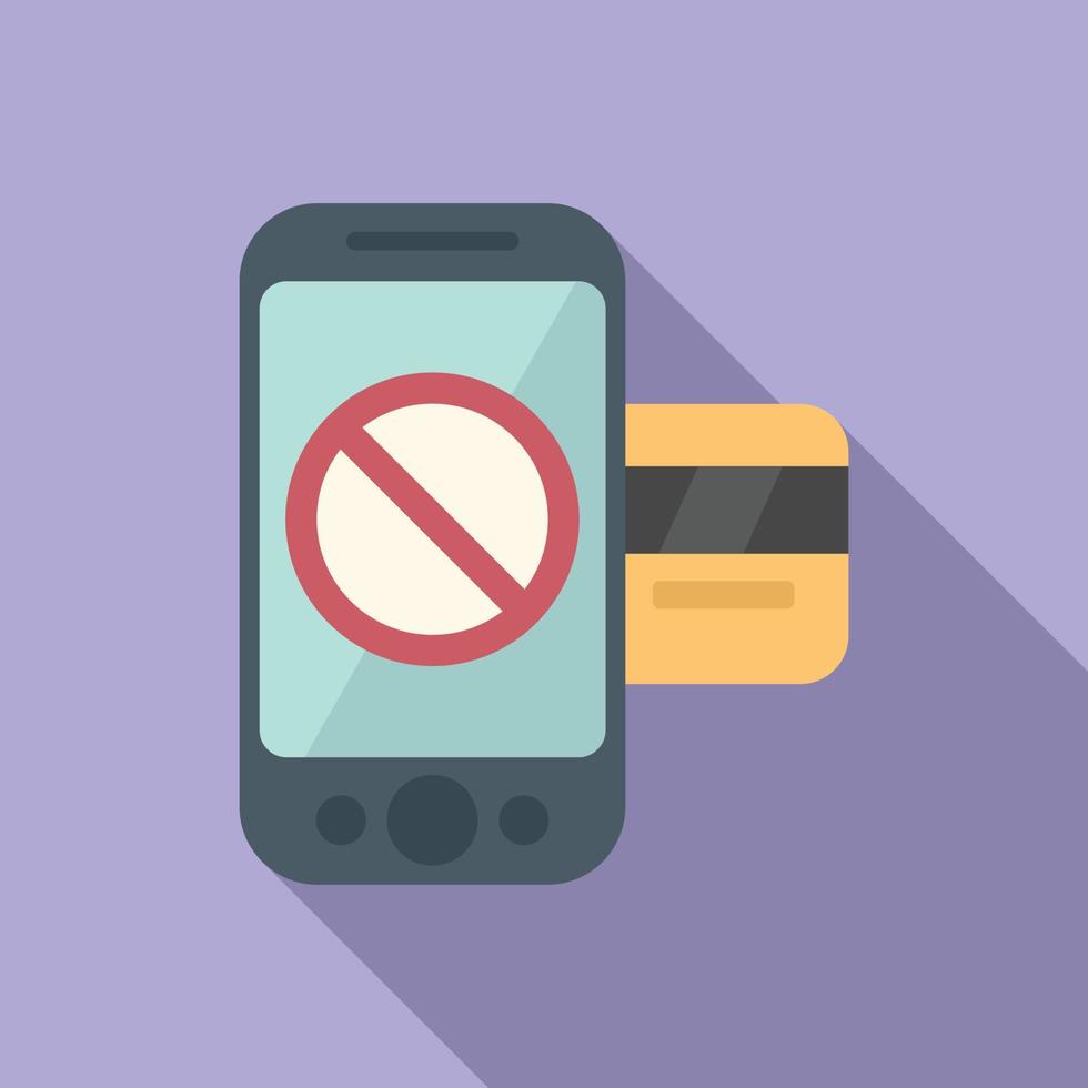 Phone credit card icon flat vector. Payment error vector