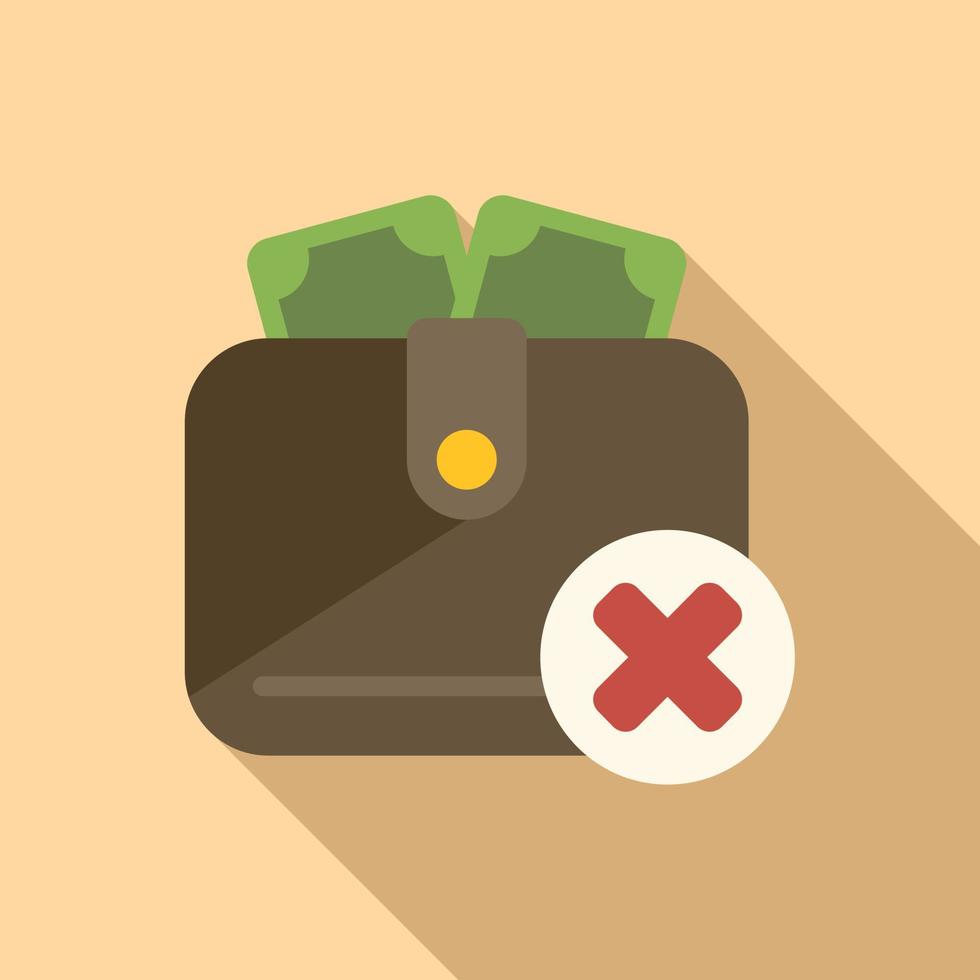 Failed wallet icon flat vector. Error card vector