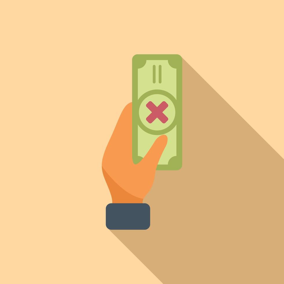 Cancel cash payment icon flat vector. Card error vector