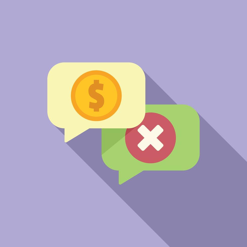 Chat payment error icon flat vector. Cancel card vector