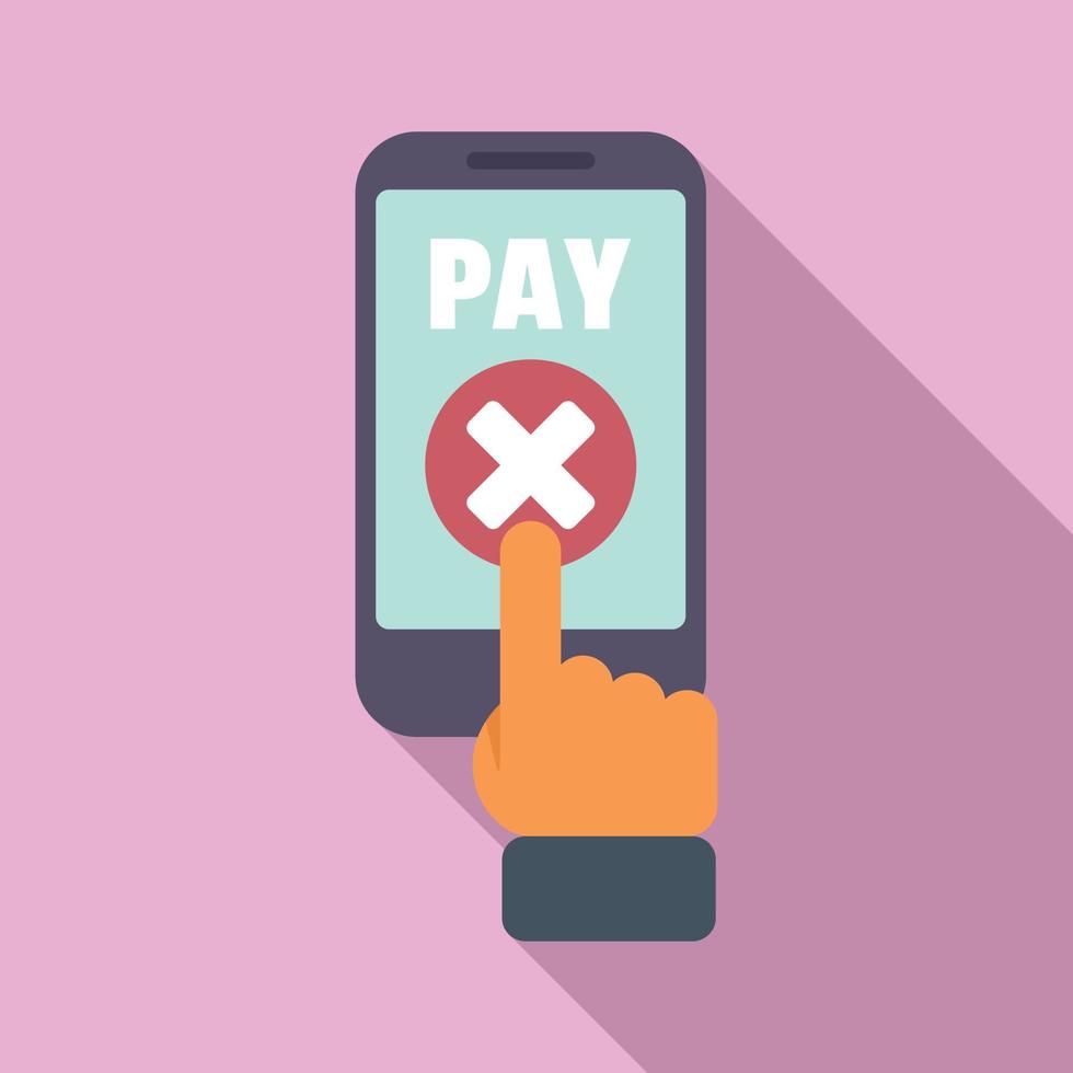 Phone cancel pay icon flat vector. Card error vector
