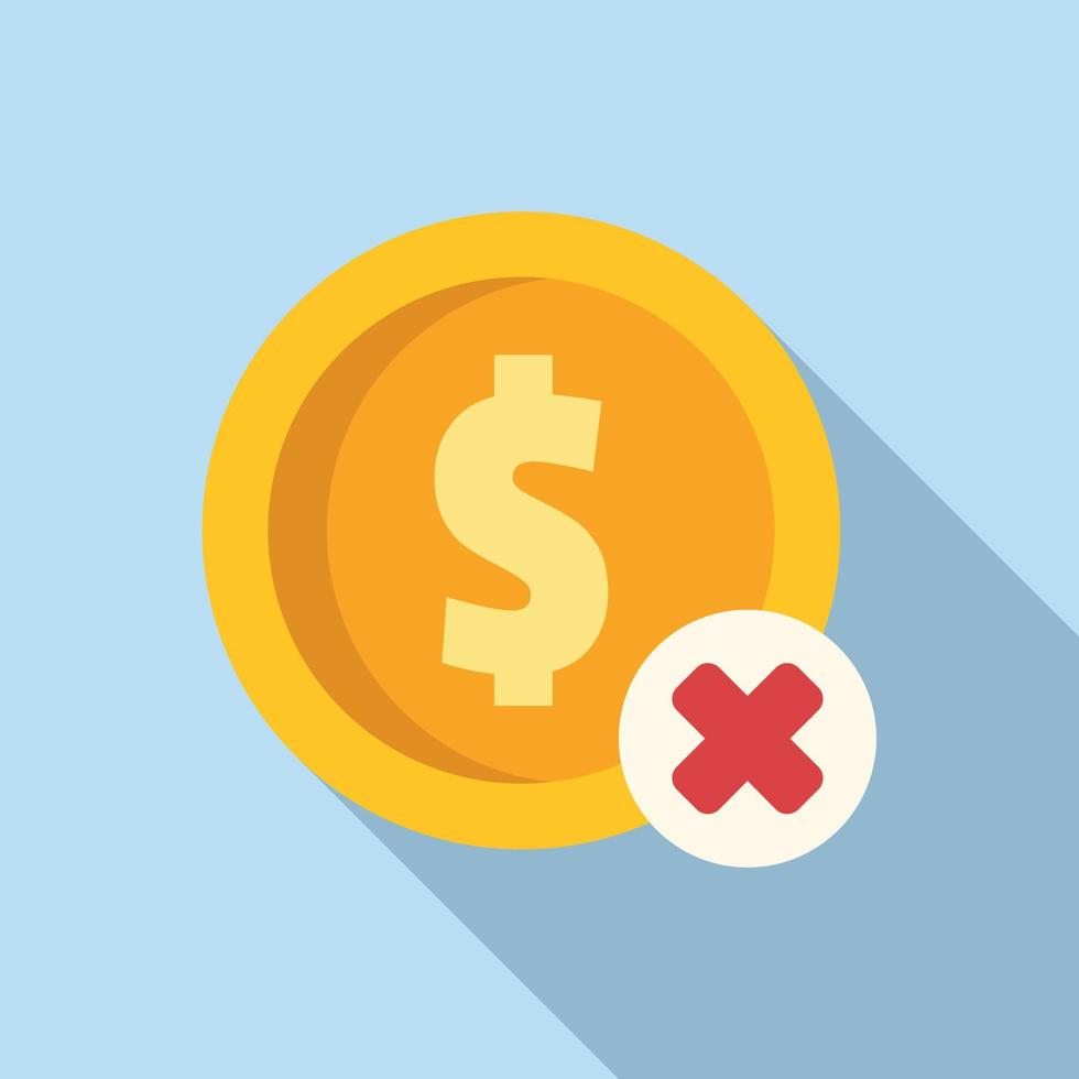 No coin pay icon flat vector. Card error vector