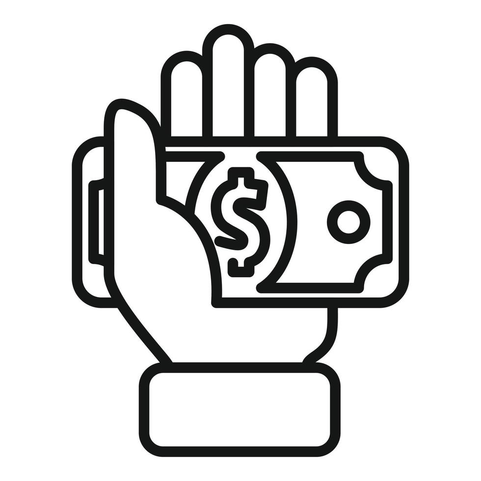 Give money icon outline vector. Work benefit vector