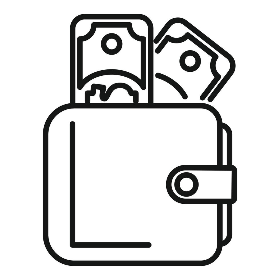 Wallet money icon outline vector. Work compensation vector