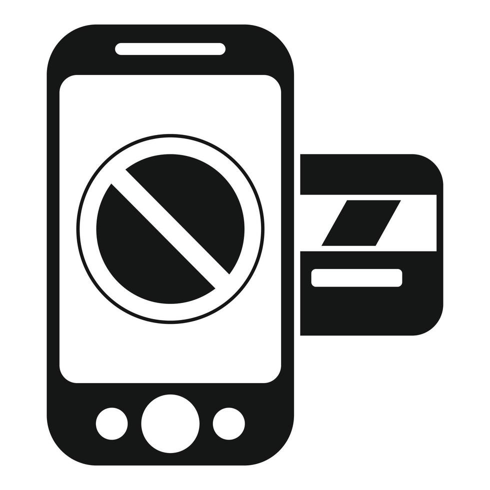 Phone credit card icon simple vector. Payment error vector