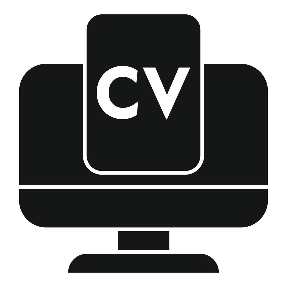 Cv monitor icon simple vector. Human work vector