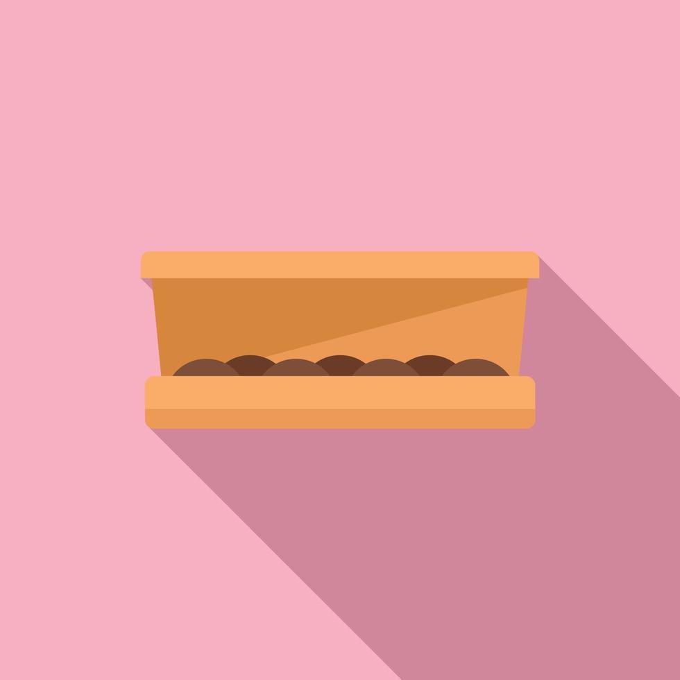 Bonbon box icon flat vector. Takeaway food vector