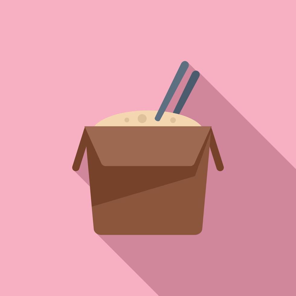 Rice food box icon flat vector. Fast food vector