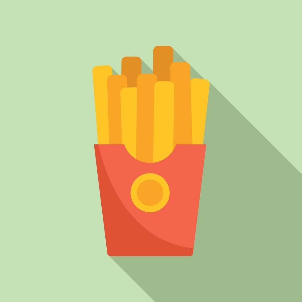 papas fritas caja icono plano vector. rápido pastel vector