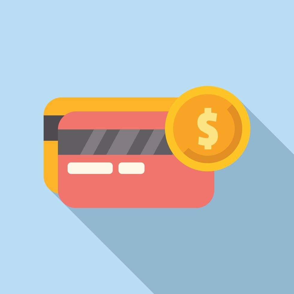 Credit card compensation icon flat vector. Money benefit vector