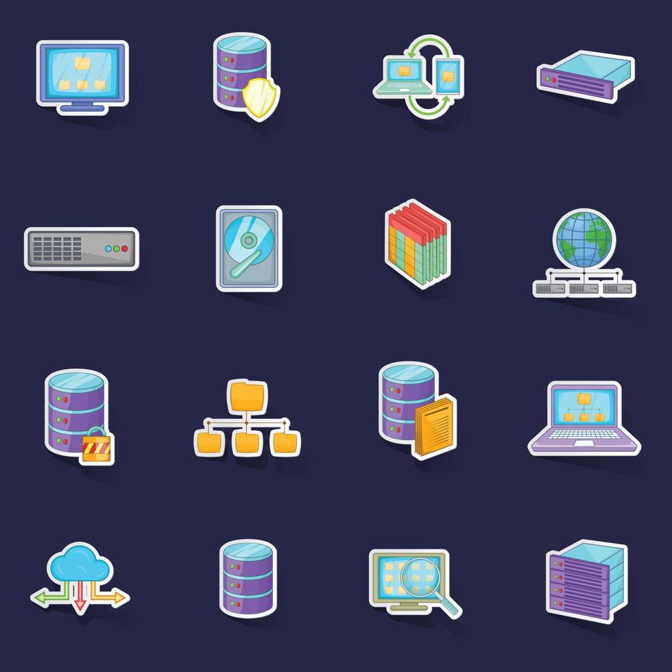 Data base icons set vector sticker
