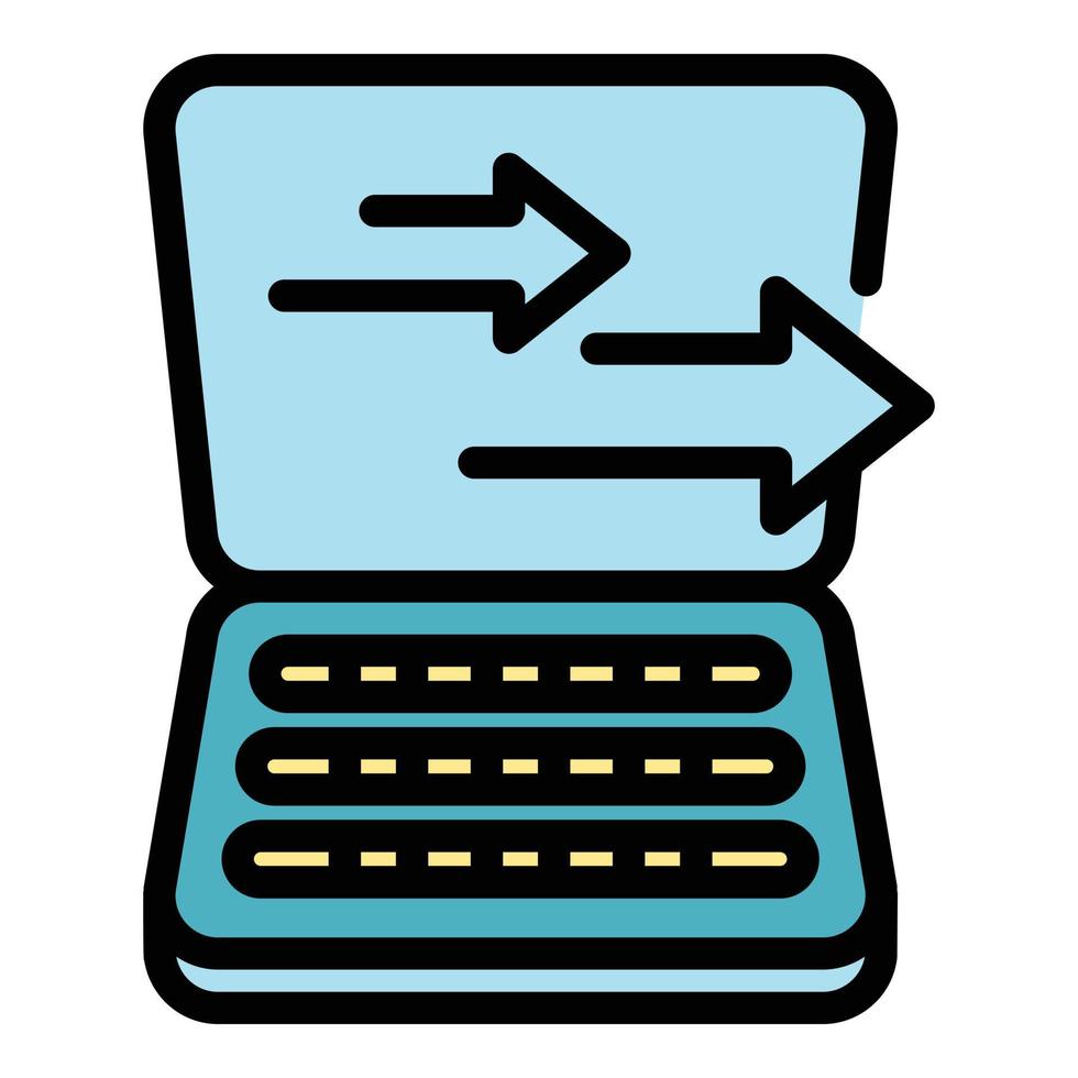 Laptop backup icon vector flat