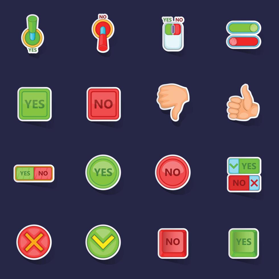 Yes no icons set vector sticker