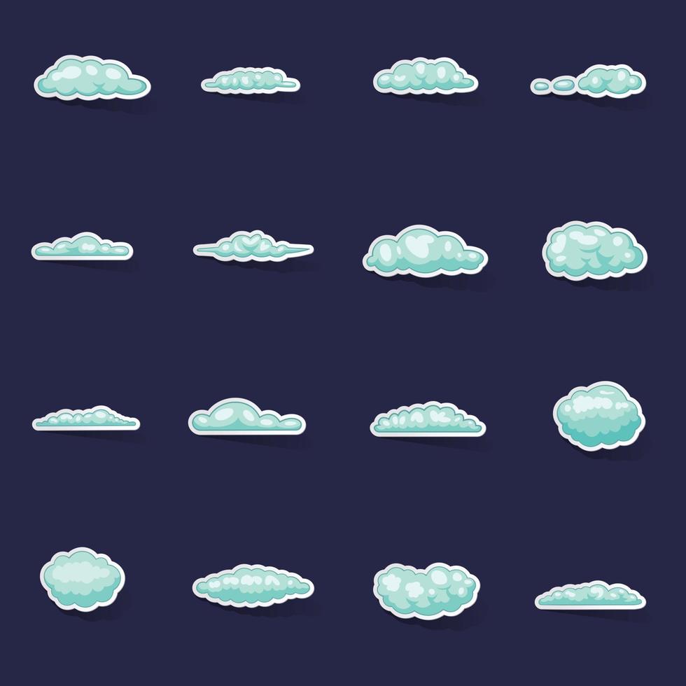 Clouds icons set vector sticker