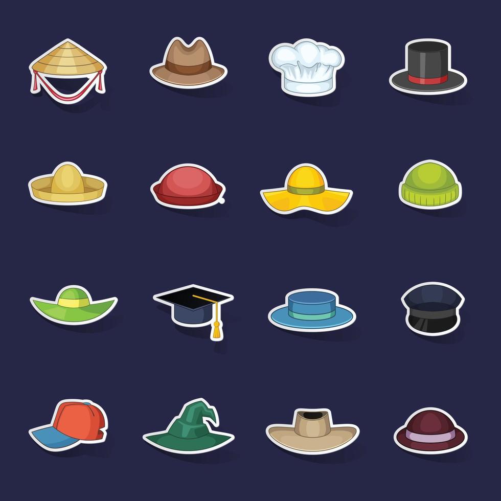 Hat cap icons set vector sticker